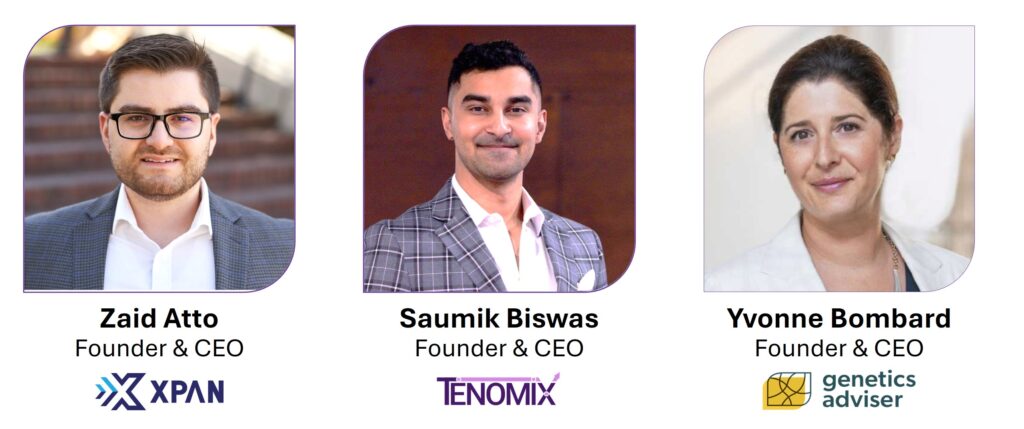 Zaid (Xpan), Saumik (Tenomix), Yvonne (Genetics Adviser)